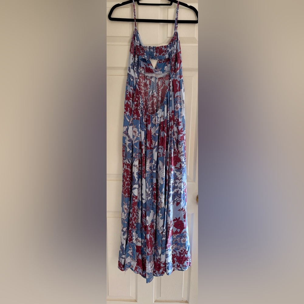 Jessica Simpson Blue & Burgundy Floral Maxi Dress
